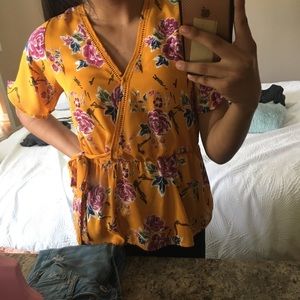 Yellow floral blouse